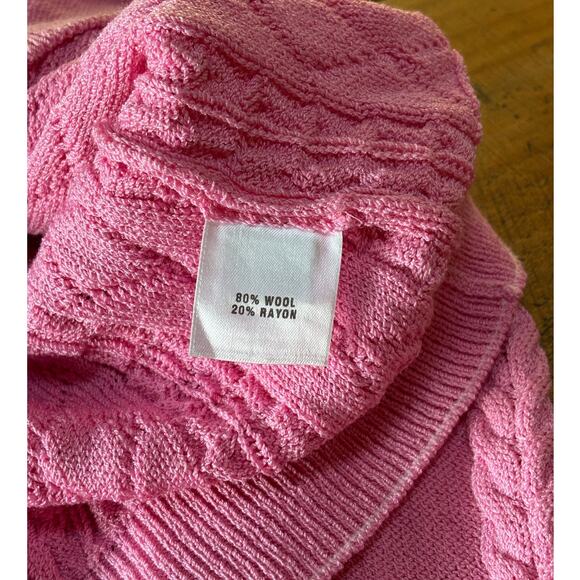 St. John Sport Pink Cable Knit Barbiecore Full Gold Zip Closure Sweater Size XL - Picture 6 of 8
